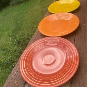 Fiestaware - 3 luncheon plates: paprika, daffodil, and tangerine